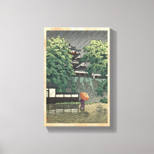 Udo Tower, Kumamoto Castle in rain Kawase Hasui Canvas Afdruk