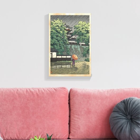 Udo Tower, Kumamoto Castle in rain Kawase Hasui Canvas Afdruk (Insitu (Woonkamer))