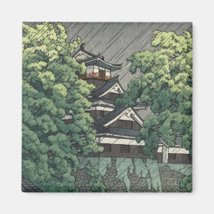 Udo Tower, Kumamoto Castle in rain Kawase Hasui Magneet