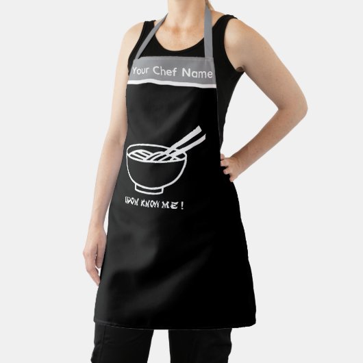 Udon Know Me Funny Noodle Graphic Apron Schort (Insitu)