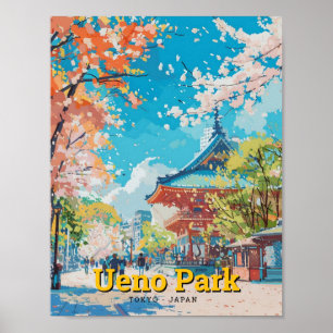 Ueno Park Tokyo Japan Vintage Travel Poster