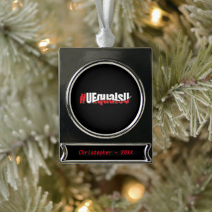 UEqualsU HIV Niet-detecteerbare Kunst Verzilverd Banner Ornament