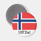 Uff Da Norwegian Flag Magnet Magneet (Voorkant / Achterkant)