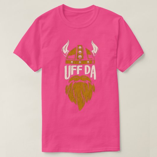 Uff Da Viking Helmet en Beard T-shirt (Design voorkant)