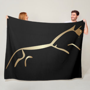Uffington White Horse Geoglyphs Gold Horse Fleece Deken