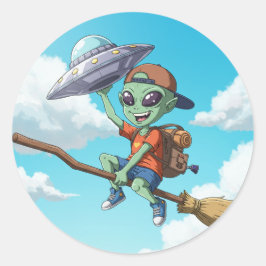 UFOを配達する宇宙人　-Alien delivering UFO- Ronde Sticker