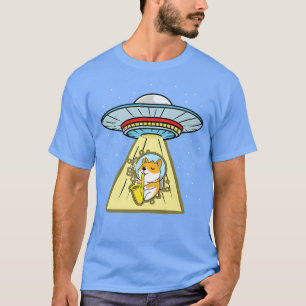 Ufo Abduction Corgi Astronaut Saophone T-shirt