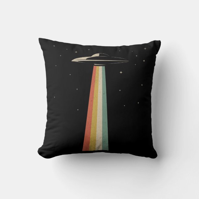  UFO Alien Abduction Retro Spaceship Kussen (Voorkant)