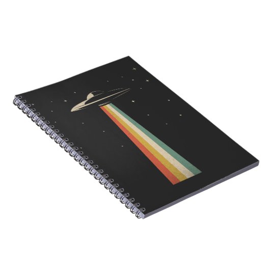  UFO Alien Abduction Retro Spaceship Notitieboek (Rechterzijde)