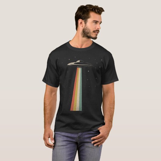  UFO Alien Abduction Retro Spaceship T-shirt (Voorkant volledig)
