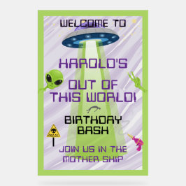 UFO Alien Any Age Birthday Welcome Acryl Bord