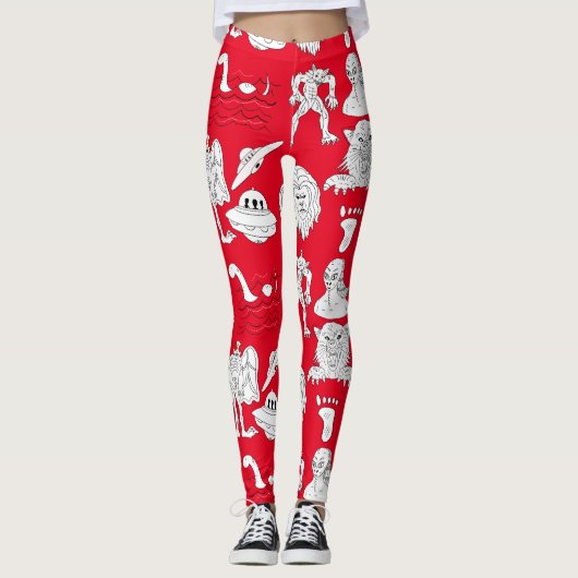 UFO, Alien, Bigfoot Cryptid Leggings (Voorkant)