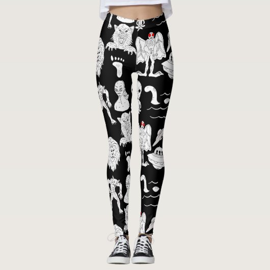 UFO, Alien, Bigfoot Cryptid Leggings (Voorkant)