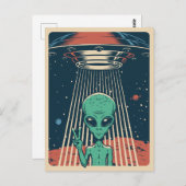 UFO Alien Briefkaart (Voorkant / Achterkant)