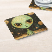 UFO Alien Kartonnen Onderzetters (Gebogen)