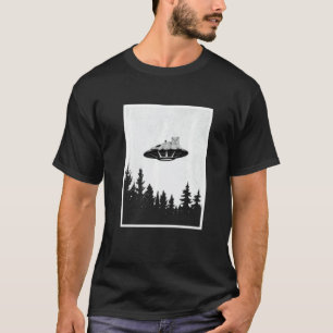 UFO Alien Kat Humor Niet Scherp Vliegende Schotel T-shirt