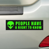 UFO/ALIEN Mensen hebben het recht om te weten Bumpersticker (Op auto)