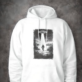 UFO Alien Ontvoering Lichtbundel Silhouet Sci-Fi M Hoodie