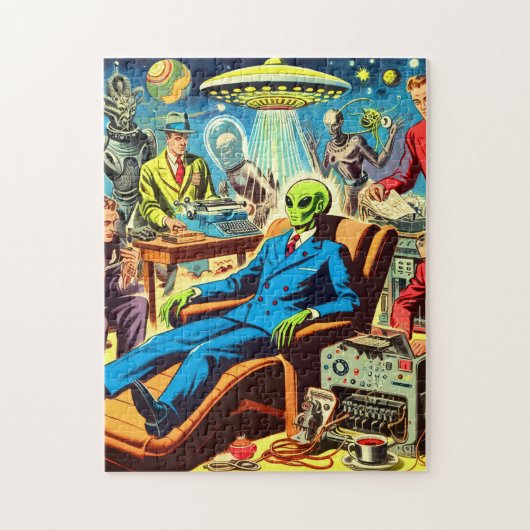 UFO Alien Sci-Fi Retro Comics Legpuzzel (Verticaal)