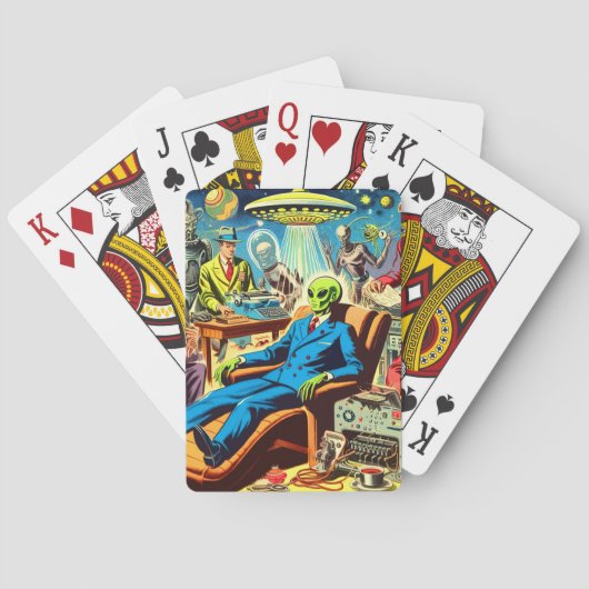 UFO Alien Sci-Fi Retro Comics Pokerkaarten (Achterkant)