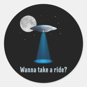 Ufo Alien Science Fiction Space Sci-Fi Funny Gift Ronde Sticker