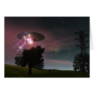 UFO au-dessus de carte des lignes à haute tensi