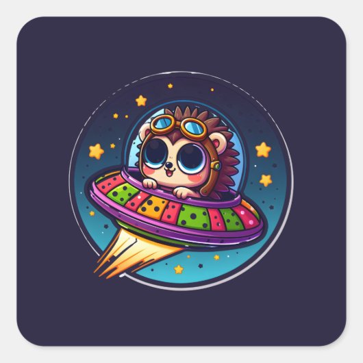 UFO Baby Hedgehog Vierkante Sticker (Voorkant)