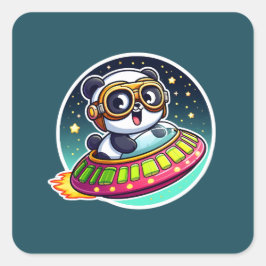 UFO Baby Panda Vierkante Sticker