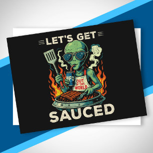 UFO-BBQ-Grill Picknick Laten we ons Sauzen Maken G Feestdagenkaart