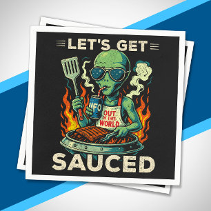 UFO BBQ Grill Picknick Laten we Saucy Worden Grapp Servet