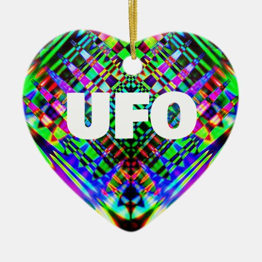 UFO (bewerk tekst) Hartvormig Ornament (Voorkant)
