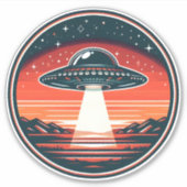 ufo bij Red Sunset Sticker (Voorkant)