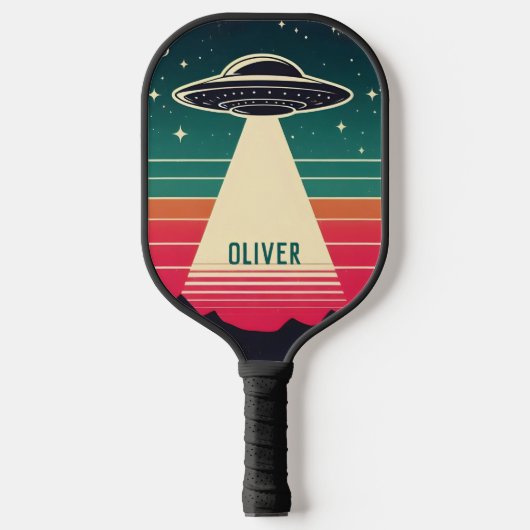  ufo bij zonsondergang gepersonaliseerd pickleball paddle (Voorkant)