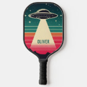  ufo bij zonsondergang gepersonaliseerd pickleball paddle (Achterkant)