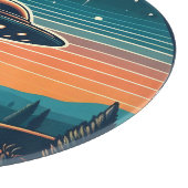  ufo bij zonsondergang gepersonaliseerd snijplank (Hoek)