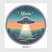  ufo bij zonsondergang gepersonaliseerd sticker (Vel)