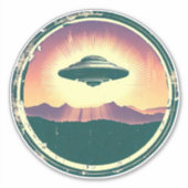 ufo bij zonsondergang sticker (Voorkant)