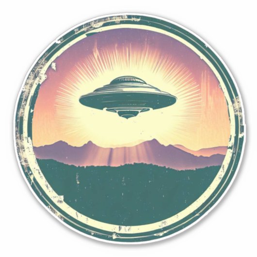 ufo bij zonsondergang sticker (Voorkant)