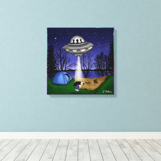 UFO buitenaardse afvoerbuizen Canvas Afdruk (Insitu (Houten vloer))