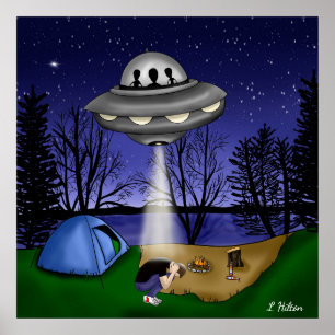 UFO-buitenaardse ontvoering buitenaardse kunst Poster