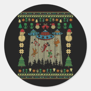 UFO Buitenaardse Ontvoering Santa Gingerbread Leli Ronde Sticker