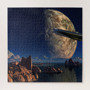 UFO-buitenlands wereldkundig landschap Jigzaag Puz Legpuzzel