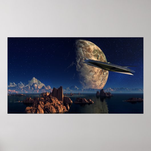 UFO- Buitenwereld - SciFi-landschap Poster (Voorkant)