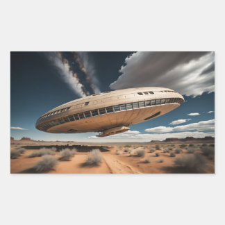 UFO die over woestijn vliegt Rechthoekige Sticker