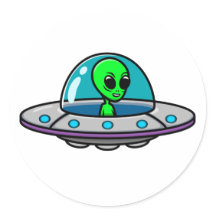 UFO en Alien Classic ronde Sticker