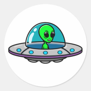 UFO en Alien Classic Round Sticker