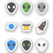UFO- en Alienset-Stickers Sticker (Voorkant)