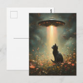 Ufo en een zwarte kat briefkaart (Voorkant / Achterkant)