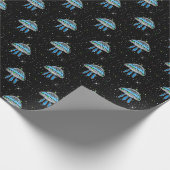 UFO en Twinkling Stars Verjaardag Cadeaupapier (Hoek)