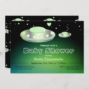 UFO et carte de baby shower du vert   d'UFO de